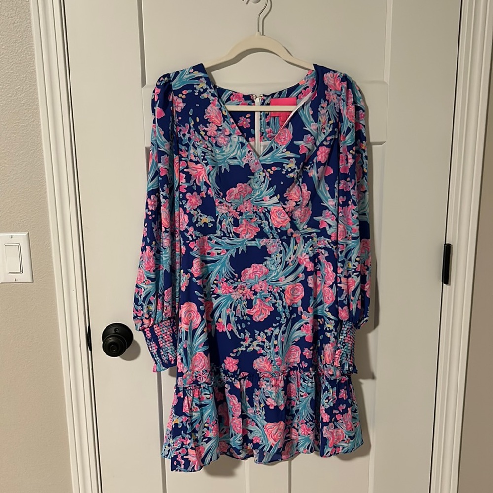 Lilly Pulitzer Rosie Stretch Dress Corsica Blue Toucan Party - Size 4